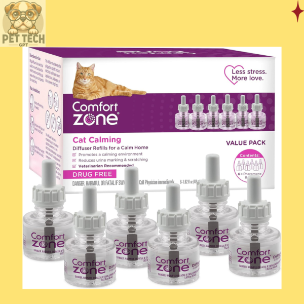 Comfort Zone Cat Calming Diffuser Refills - 6 Pack | Reduce Stress, Scratching & Spraying | Vet Recommended