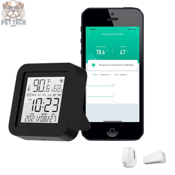 MOES Smart Temperature Humidity Monitor with IR Remote Control - WiFi Sensor with LCD Display for Home, Greenhouse, Pet Area, Compatible with Alexa