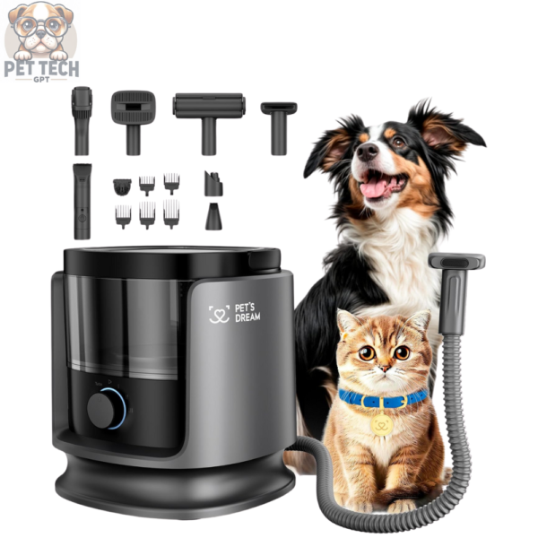 Pet's Dream 3.5L Dog Grooming Vacuum Kit with Low Noise, 4 Suction Levels, Nail Grinder & Shedding Tool